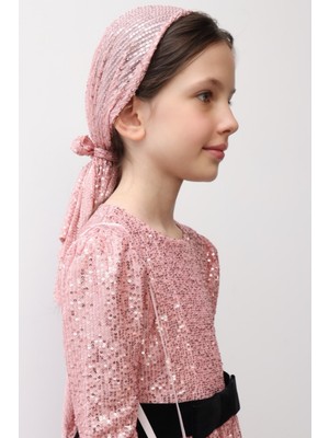 Le Mabelle Pembe  Pullu Kız Çocuk Üçgen Bandana