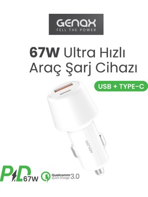 Huawei Nova Y9A / Y62 / Y62 Plus / Y70 / Y71 / Y72 / Y90 / Y91 Uyumlu USB + Pd Hızlı Araç Şarj Başlığı