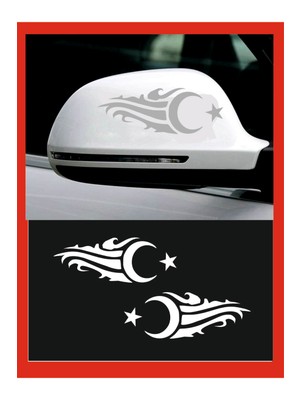 Ayna Ay-Yıldız Özel Yeni Sticker Sağ-Sol 2 Adet 20*7 cm