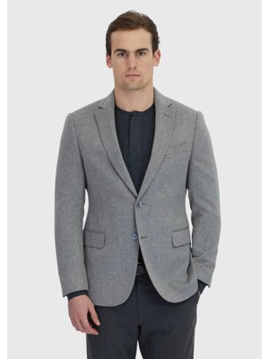 Gri Düz Regular Fit %100 Kaşmir Ceket