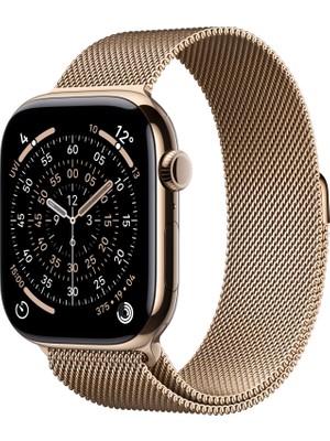 Apple Watch Series 11 Gps + Cellular, 46 mm altın Rengi Titanyum kasa ve Altın rengi Milano loop - S/m