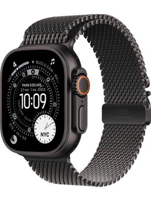 Apple Watch Ultra 3 Gps + Cellular, 49 mm Siyah Titanyum Kasa ve Siyah titanyum Milano loop - Büyük boy