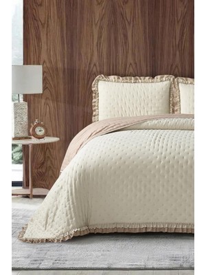 Lisbon Elyaf Dolgulu Çift Kişilik 240X260 cm Yatak Örtüsü Cappucino