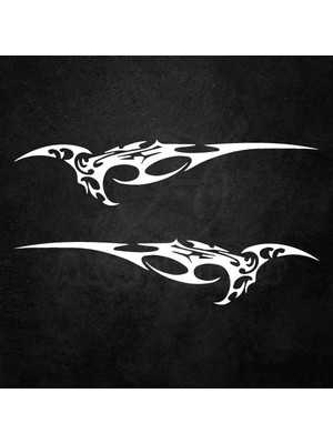 Özel Tasarım Alevli Rüzgar Sağ Sol Takım Oto Özel Yeni Sticker Beyaz 100*20 cm