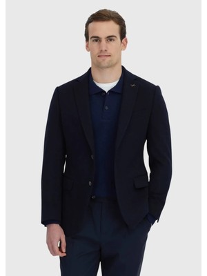 Lacivert Düz Regular Fit %100 Kaşmir Ceket