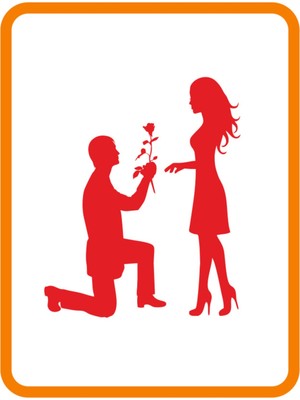 Evlilik Teklifi Oto Cam Özel Yeni Sticker Kırmızı 24*20 cm