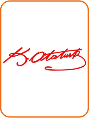 Atatürk Imza Oto Özel Yeni Sticker Kırmızı 20*7 cm