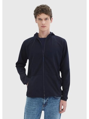 Lacivert Kapüşonlu Düz Sweatshırt