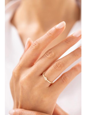 Minimal Burgulu 14 Ayar Altın Yüzük