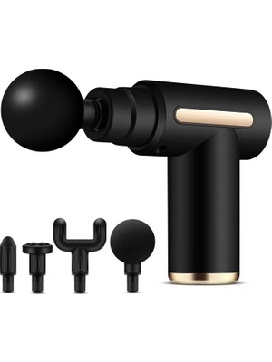 Massage Gun Kablosuz Sporcu Masaj Tabancası 6 Kademeli 4 Başlıklı Profesyonel Masaj Aleti Siyah