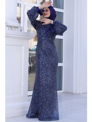 Parıltılı Kol Detaylı Şimal Tesettür Büyük Abiye