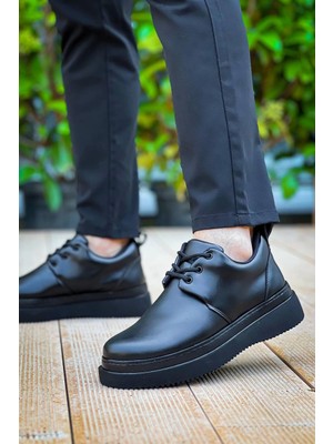 Kb-X3  Kuback Siyah Cilt Siyah Taban Bağcıklı  Günlük Erkek  Ayakkabı