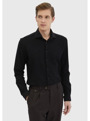 Siyah Çizgili Casual Fit Casual %100 Pamuk Gömlek