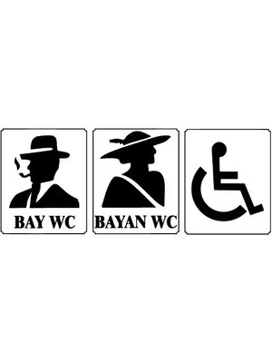 Wc Üçlü Set Sticker 20 x 8 cm