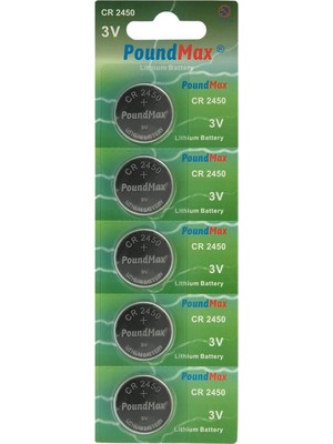 5 Adet 2450 CR2450 DL2450 DL2450 ECR2450 KCR2450 3V Poundmax Lityum Düğme Piller, Düğme Pil, Çocuklara Dayanıklı Ambalaj, Akıllı Ev Cihazları, Küçük Elektronik Ev Aletleri, Araba Anahtarları ve Diğer