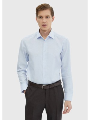 Mavi Desenli Regular Fit Dokuma Klasik %100 Pamuk Gömlek