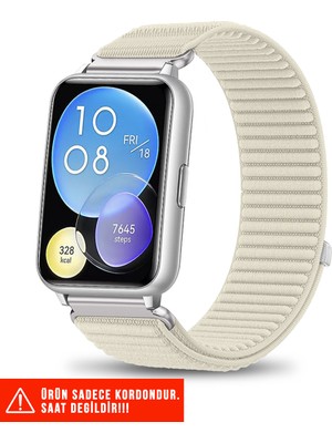 Huawei Watch Fit 2 Uyumlu Hasır Örgü Spor Cırtlı Pratik Naylon Kordon 20MM