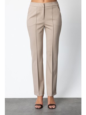 Ekol Düşük Bel Boru Paça Pantolon Vizon 05143