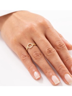 Halka Taşlı 14 Ayar Altın Yüzük