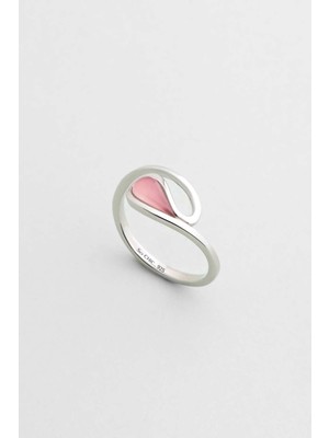 Kalsedon Işıltısı 18 Ayar Beyaz Altın Kaplama Gümüş Yüzük