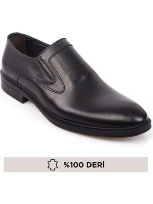 Maximoda Hakiki Deri Bağcıksız Erkek Ayakkabı Siyah Kauçuk Taban ile Günlük Kullanıma Uygun