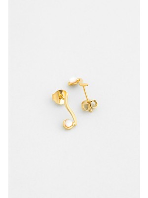 Sedef Büyüsü 18 Ayar Sarı Altın Kaplama Gümüş Küpe