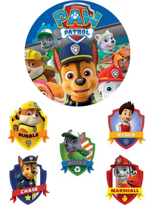 Yenilebilir Yuvarlak Pasta ve Figür Resim Baskısı Şekerli Kağıt Paw Patrol Temalı 18