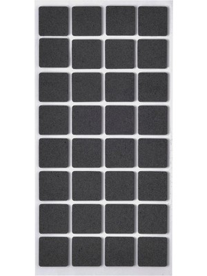 32'li Kare 25MM x 25MM Yapışkanlı Sandalye, Masa, Koltuk Altı Parke Koruma Keçesi, Siyah