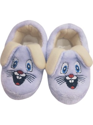 Tavşan Desenli Peluş Bebek Pandufu – Kaymaz Taban, Sıcak Tutan Ev Ayakkabısı