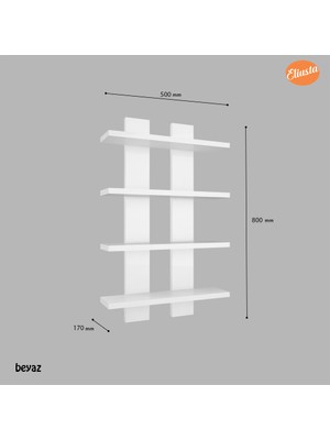 Modilayn Dort Raflı Duvar Unitesi Ofis Dort Lu Kitaplık Salon Duvar Rafı