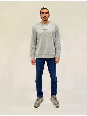 Erkek Bisiklet Yaka Rahat Kalıp 3 Iplik Kalın Orta Brooklyn Nakışlı Sweatshirt SPR24SW34