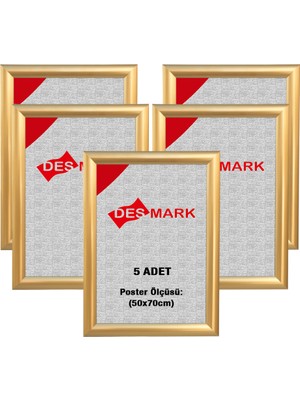5 Adet 25 mm B2(50X70) Gönye Köşe Alüminyum Aç-Kapa Çerçeve – Poster Çerçevesi (Gold Renk)