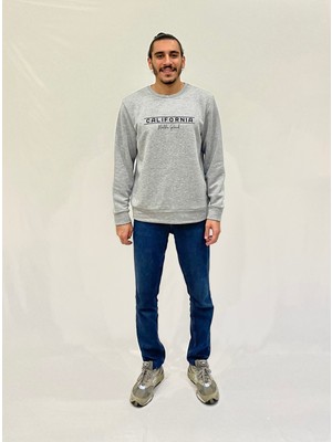 Erkek Bisiklet Yaka Rahat Kalıp 3 Iplik Kalın Californıa Baskılı  Sweatshirt SPR24SW32