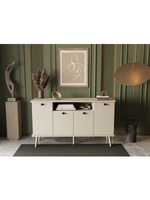 Lunaris Konsol 140 cm %100 Mdf Lake Ahşap Ayaklı