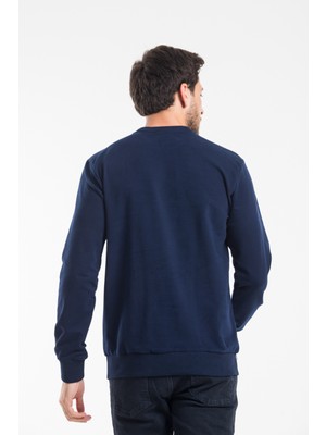 Erkek Bisiklet Yaka Regular Kalıp Ince Air Baskılı Sweatshırt SPR24SW124
