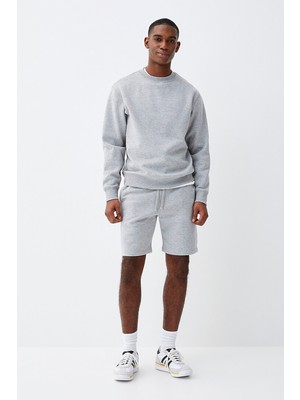 Erkek Bisiklet Yaka Rahat Kalıp 3 Iplik Içi Polarlı Kalın Sweatshirt SPR25SW36