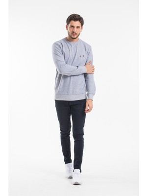 Erkek Bisiklet Yaka Regular Kalıp Ince Air Baskılı Sweatshırt SPR24SW124