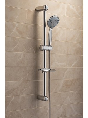 Sürgülü Duş Seti Paslanmaz Borulu Hortum ve Başlık Tam Takım Kolay Montaj