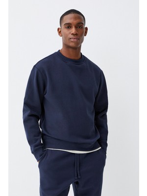 Erkek Bisiklet Yaka Rahat Kalıp 3 Iplik Içi Polarlı Kalın Sweatshirt SPR24SW36