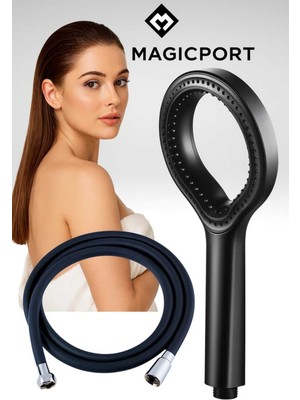 Yüksek Basınca Dayanıklı Siyah Duş Başlığı ve Pvc Hortum 2'li Set, 2 Yıl Garantili