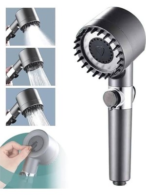 Gri Masajlı Çok Modlu Yüksek Basınçlı Duş Başlığı, Filtreli, 1 Adet