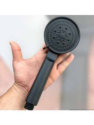 Yüksek Tazyikli, 5 Fonksiyonlu Ayarlanabilir Siyah Duş Başlığı