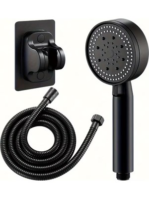 5 Fonksiyonlu Banyo Duş Seti, Siyah, 150 cm Hortum ve Mafsal Tutucu