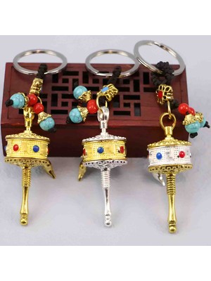 Metal Feng Shui Tibet Şans Çarkı Anahtarlık Uğur Getiren Pozitif Enerji Veren Hediyelik Aksesuar
