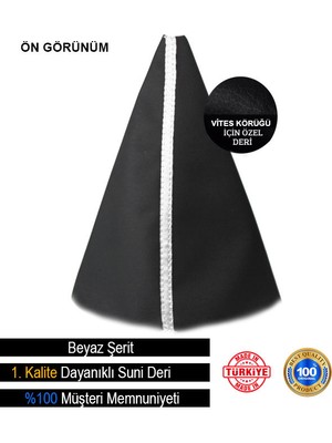 Volkswagen Polo Siyah Deri Özel Yeni Tasarım Beyaz Şerit Spor Dikiş Vites Körüğü