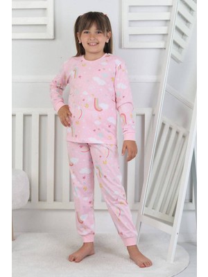 Gökkuşağı Baskılı Kız Çocuk Pijama Takımı