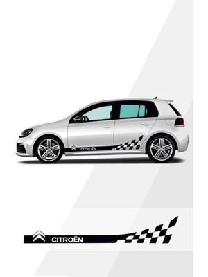 Citroen Için Özel Yeni Uyumlu Aksesuar Damalı Yan Şerit Sağ/sol Siyah