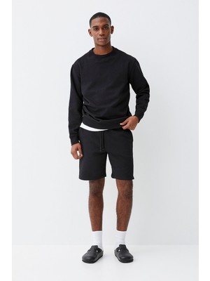Erkek Bisiklet Yaka Rahat Kalıp 3 Iplik Içi Polarlı Kalın Sweatshirt SPR25SW36