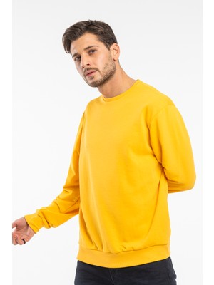 Erkek Bisiklet Yaka Rahat Kalıp 3 Iplik Içi Polarlı Kalın Sweatshirt SPR25SW36