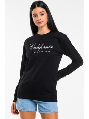 Kadın Bisiklet Yaka Regular Kalıp Ince Californıa  Baskılı Sweatshırt SPR24SWK125